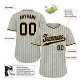 Custom Grey Classic Style Black Personalized Authentic Baseball Jersey BSBJ01-bd0faef